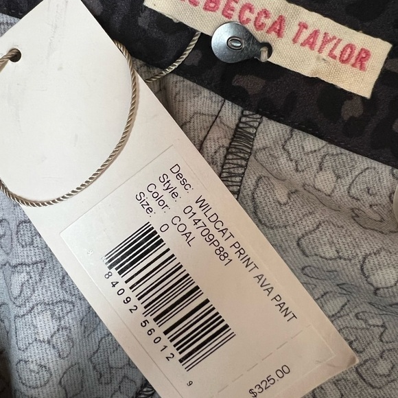 NWT REBECCA TAYLOR Leopard Print Zip Detail Tuxedo Stripe Slim Trouser Pant 0 - Picture 5 of 6